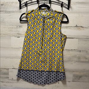 Yellow and Black Geometric Women's Top